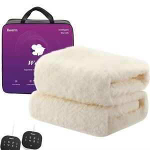 Bwarm Multi-Zone Heated Mattress Pad King Australian Wool Electic Touchscreen